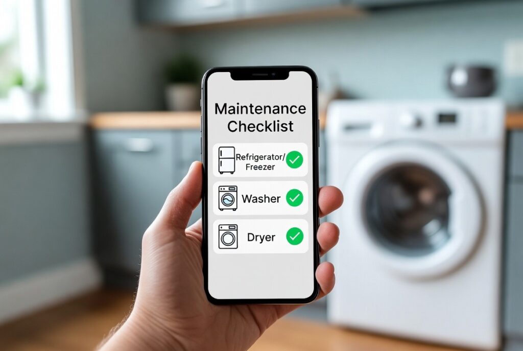 Smartphone displaying home maintenance checklist